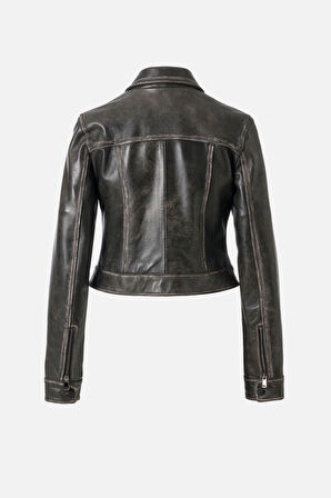 DERİCLUB Giesel Kadın Gerçek Deri Mont GRİ