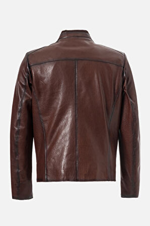 DERİCLUB WM251 Erkek Jumbo Slim-Fit Hakiki Deri Mont FINDIK