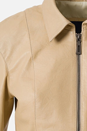 DERİCLUB Emma Kadın Gerçek Deri Mont BEJ
