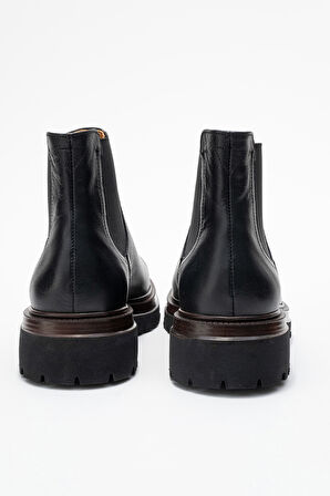 DERİCLUB Erkek Casual Chelsea Bot Gerçek Deri FR 541455 SİYAH