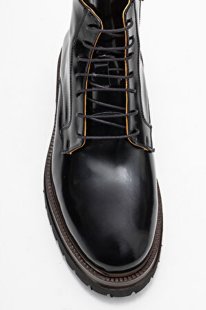 DERİCLUB Erkek Kalın Taban Fermuarlı Bot Gerçek Açma Deri FR 541456 SİYAH