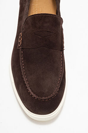 MARCOMEN Erkek Düz Taban Loafer Gerçek Süet Deri MC 21289 KAHVERENGİ