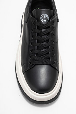 MARCOMEN Erkek Kalın Taban Bağcıklı Casual Ayakkabı Gerçek Deri MC 22216 SİYAH