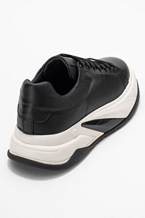 MARCOMEN Erkek Kalın Taban Bağcıklı Casual Ayakkabı Gerçek Deri MC 22216 SİYAH