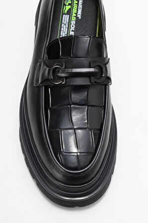 MARCOMEN Erkek Kalın Tabanlı Loafer Gerçek Deri MC 19675 SİYAH