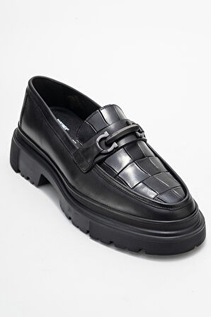 MARCOMEN Erkek Kalın Tabanlı Loafer Gerçek Deri MC 19675 SİYAH