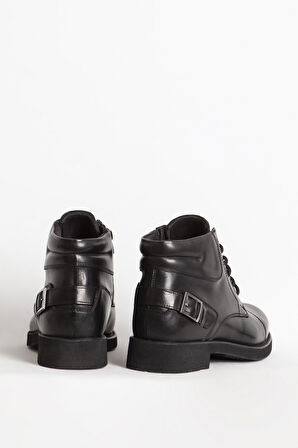 DERİCLUB Erkek Kalın Taban Fermuarlı Casual Bot Gerçek Deri BR 07124 SİYAH