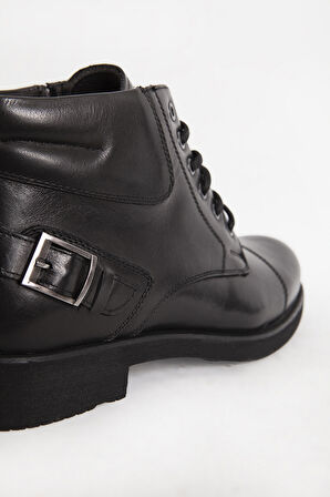 DERİCLUB Erkek Kalın Taban Fermuarlı Casual Bot Gerçek Deri BR 07124 SİYAH