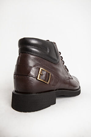 DERİCLUB Erkek Kalın Taban Fermuarlı Casual Bot Gerçek Deri BR 07124 KAHVERENGİ