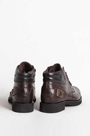 DERİCLUB Erkek Kalın Taban Fermuarlı Casual Bot Gerçek Deri BR 07124 KAHVERENGİ