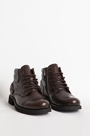 DERİCLUB Erkek Kalın Taban Fermuarlı Casual Bot Gerçek Deri BR 07124 KAHVERENGİ