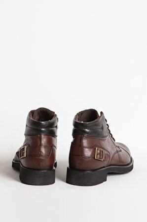 DERİCLUB Erkek Kalın Taban Fermuarlı Casual Bot Gerçek Deri BR 07124 TABA