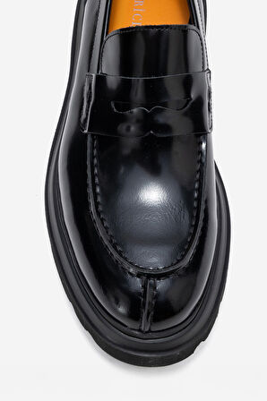 DERİCLUB Erkek Kalın Taban Loafer Gerçek Deri FR 244453 SİYAH