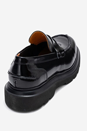 DERİCLUB Erkek Kalın Taban Loafer Gerçek Deri FR 244453 SİYAH