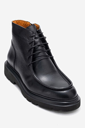 DERİCLUB Erkek Kalın Taban Bağcıklı Bot Gerçek Deri FR 54086 SİYAH