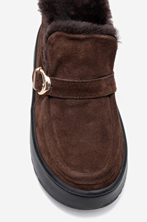 DERİCLUB Kadın Bilek Boy İçi Tüylü Bot Gerçek Deri RC 604 KAHVERENGİ