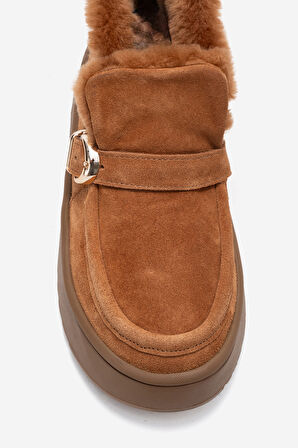 DERİCLUB Kadın Bilek Boy İçi Tüylü Bot Gerçek Deri RC 604 TABA