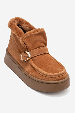 DERİCLUB Kadın Bilek Boy İçi Tüylü Bot Gerçek Deri RC 604 TABA