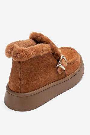 DERİCLUB Kadın Bilek Boy İçi Tüylü Bot Gerçek Deri RC 604 TABA