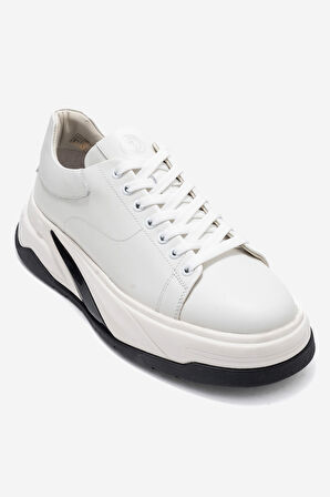 MARCOMEN Erkek Kalın Taban Bağcıklı Casual Ayakkabı Gerçek Deri MC 22216 BEYAZ