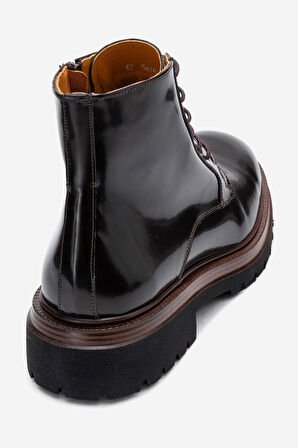 DERİCLUB Erkek Kalın Taban Fermuarlı Bot Gerçek Açma Deri FR 541456 KAHVERENGİ