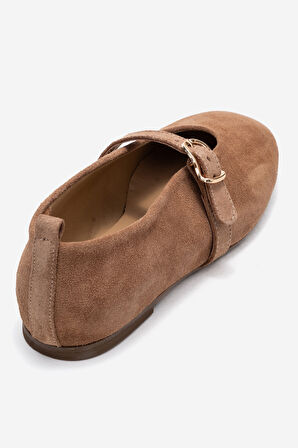 DERİCLUB Kadın Tek Bantlı Babet Gerçek Deri RG 8033 TÜTÜN