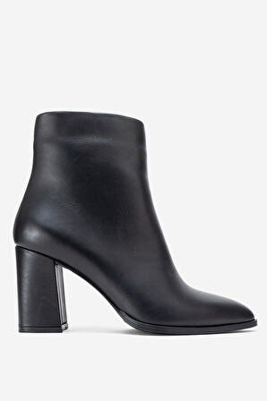 DERİCLUB Kadın Yüksek Topuklu Bilek Bot Gerçek Deri RC 311 SİYAH