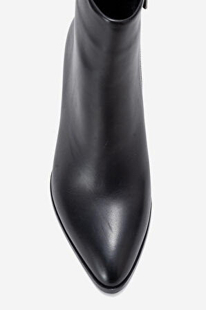 DERİCLUB Kadın Yüksek Topuklu Bilek Bot Gerçek Deri RC 311 SİYAH