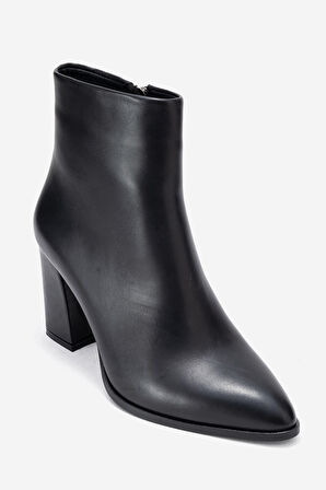 DERİCLUB Kadın Yüksek Topuklu Bilek Bot Gerçek Deri RC 311 SİYAH