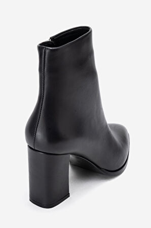 DERİCLUB Kadın Yüksek Topuklu Bilek Bot Gerçek Deri RC 311 SİYAH