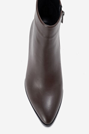 DERİCLUB Kadın Yüksek Topuklu Bilek Bot Gerçek Deri RC 311 KAHVERENGİ