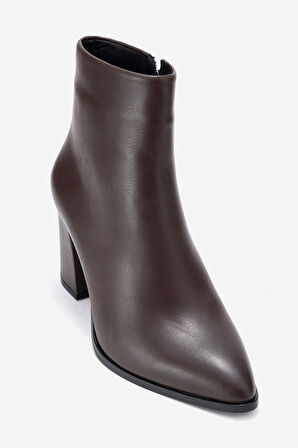 DERİCLUB Kadın Yüksek Topuklu Bilek Bot Gerçek Deri RC 311 KAHVERENGİ