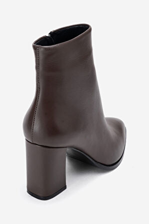 DERİCLUB Kadın Yüksek Topuklu Bilek Bot Gerçek Deri RC 311 KAHVERENGİ