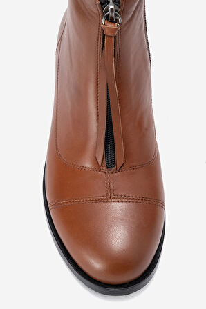 DERİCLUB Kadın Fermuarlı Düz Topuk Bot Gerçek Deri RC 323 TABA