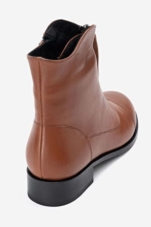 DERİCLUB Kadın Fermuarlı Düz Topuk Bot Gerçek Deri RC 323 TABA