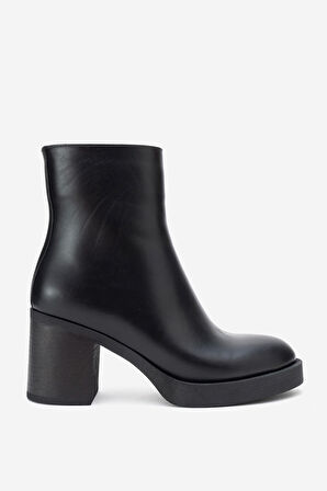 DERİCLUB Kadın Kalın Topuklu Bot Gerçek Deri RG 66230 SİYAH