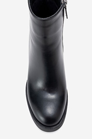 DERİCLUB Kadın Kalın Topuklu Bot Gerçek Deri RG 66230 SİYAH