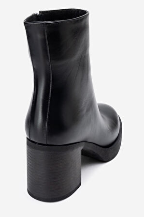 DERİCLUB Kadın Kalın Topuklu Bot Gerçek Deri RG 66230 SİYAH