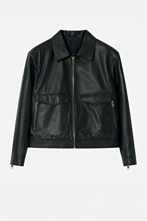 DERİCLUB Jacob Erkek Oversize Gerçek Deri Ceket SİYAH