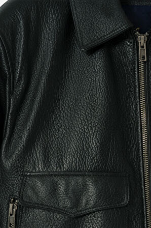 DERİCLUB Jacob Erkek Oversize Gerçek Deri Ceket SİYAH