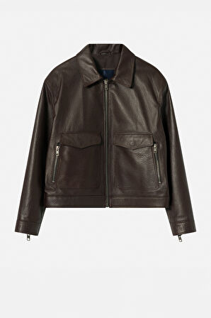 DERİCLUB Jacob Erkek Oversize Gerçek Deri Ceket KAHVERENGİ