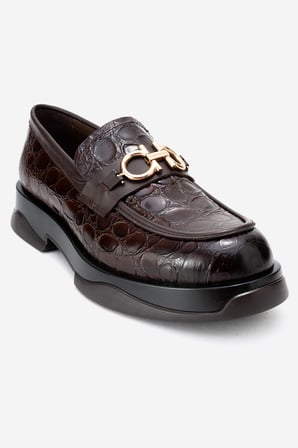 DERİCLUB Erkek Tokalı Loafer Ayakkabı Gerçek Deri MC 22495 KAHVERENGİ
