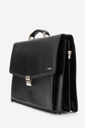 GD 4211 Hakiki Deri Erkek Kilitli Evrak Çantası SİYAH