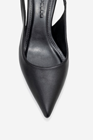 DERİCLUB Kadın Arkası Açık Kısa Sivri Burun Topuklu Ayakkabı ZY 4013 SİYAH