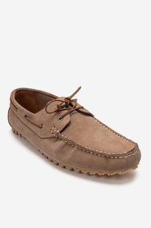 Erkek Bağcıklı Loafer Ayakkabı Gerçek Deri MC 7343 VİZON