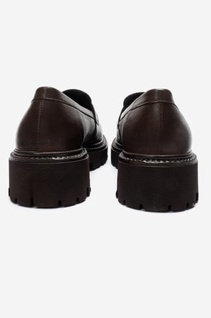 Kadın Kalın Taban Loafer Ayakkabı Gerçek Deri MTD 24353 KAHVERENGİ