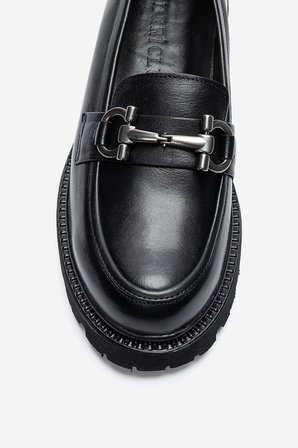 Kadın Kalın Taban Loafer Ayakkabı Gerçek Deri MTD 24352 SİYAH