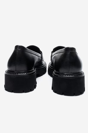 Kadın Kalın Taban Loafer Ayakkabı Gerçek Deri MTD 24352 SİYAH