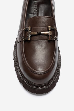 Kadın Kalın Taban Loafer Ayakkabı Gerçek Deri MTD 24352 KAHVERENGİ