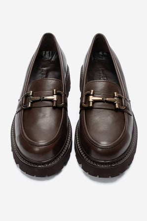 Kadın Kalın Taban Loafer Ayakkabı Gerçek Deri MTD 24352 KAHVERENGİ